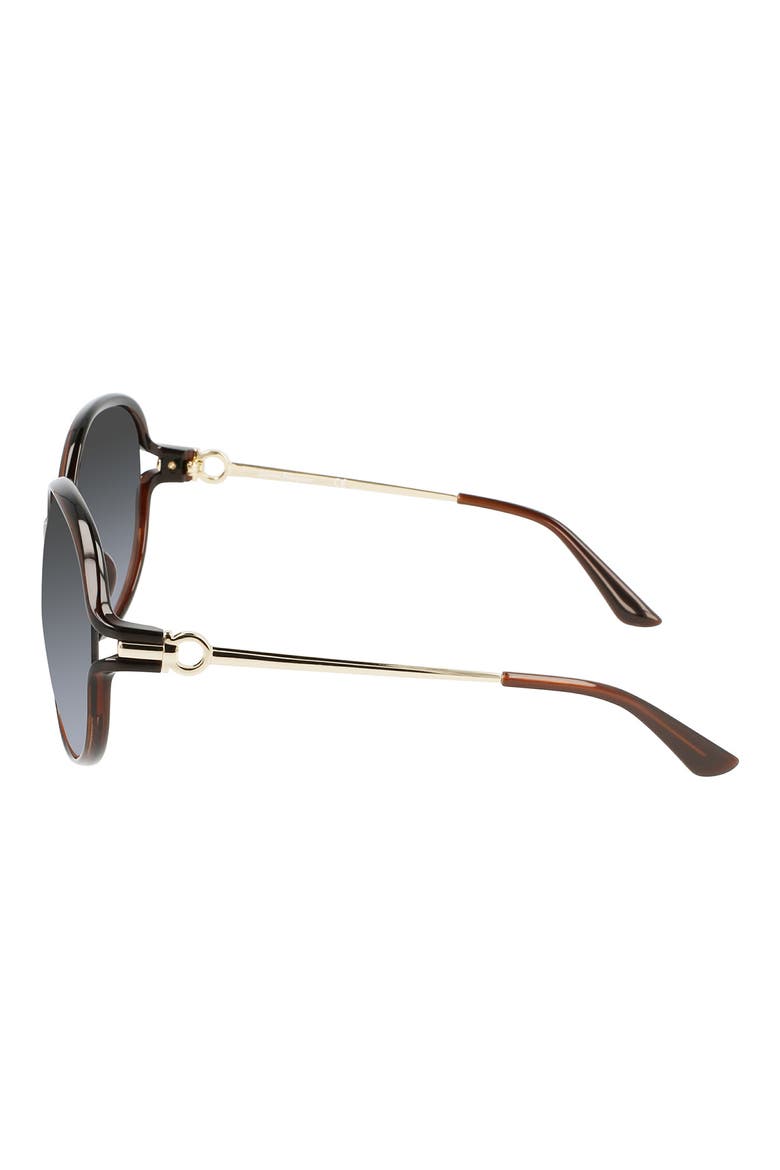 Salvatore Ferragamo 60mm Oval Sunglasses, Alternate, color, DARK BROWN