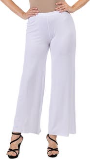 24seven Comfort Apparel Petites Comfortable Solid Color Palazzo Pants