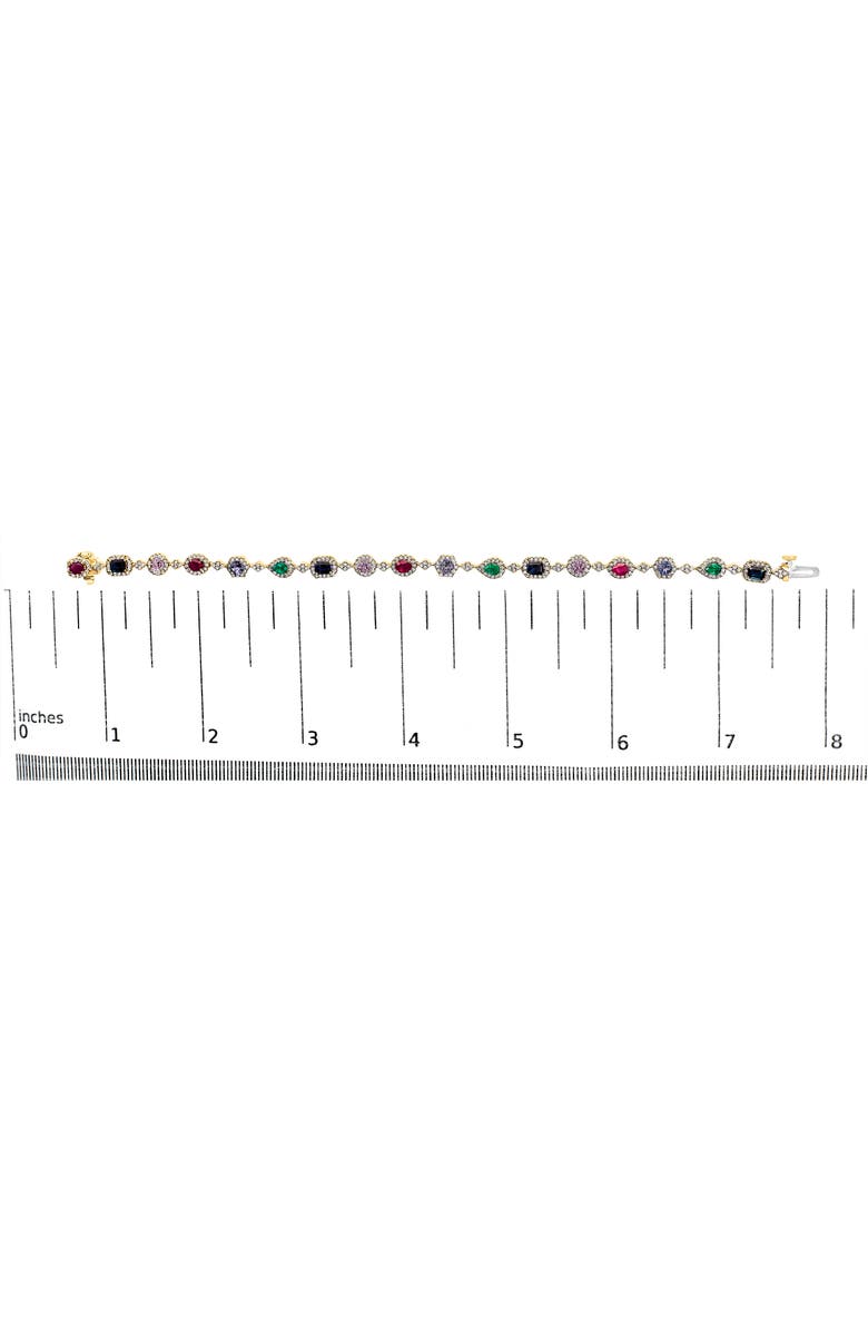 Haus of Brilliance 14K Yellow Gold Multi-Gemstone and Diamond Halo Rainbow Link Bracelet, Alternate, color, Yellow