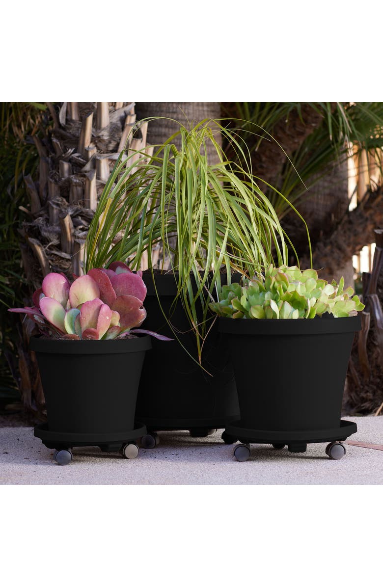 Bloem 16" Round Planter Caddy With Wheels, Black, Alternate, color, Black