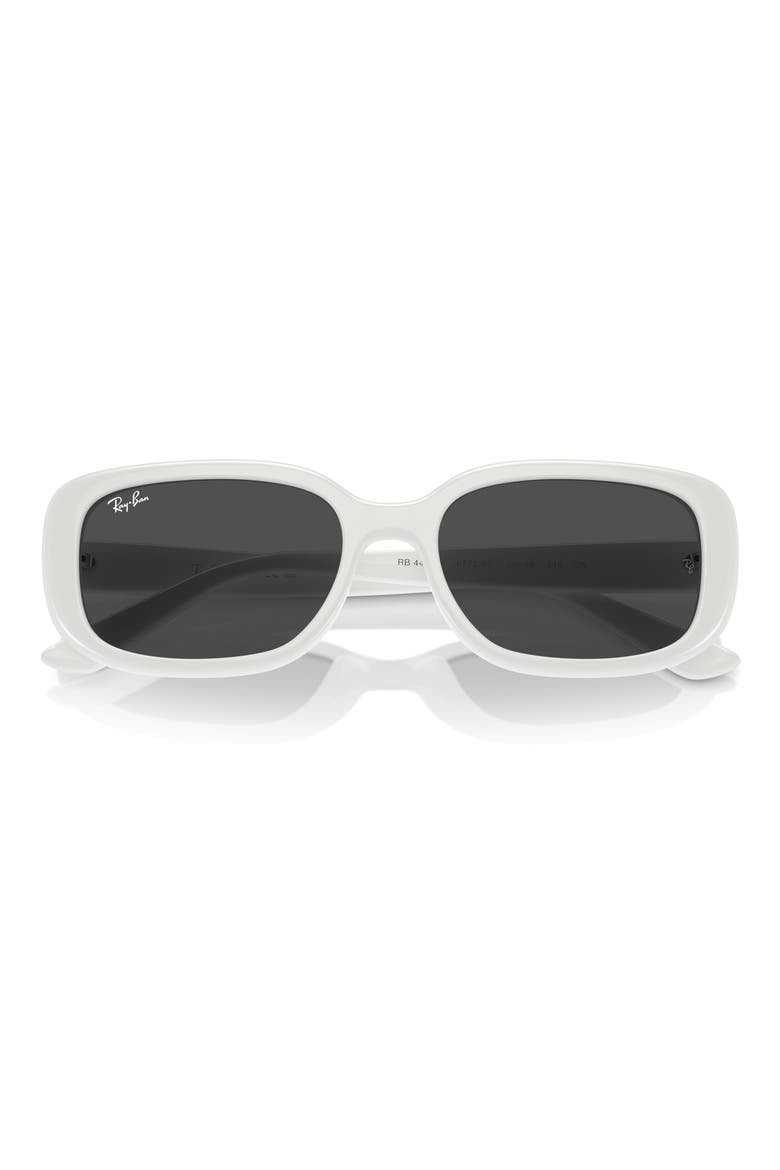 56mm Pillow Rectangular Sunglasses, Main, color, WHITE