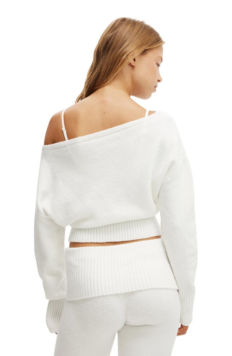 COTTON ON BODY Women's Off The Shoulder Fluffy Knit Jumper, Alternate, color, Coconut Milk