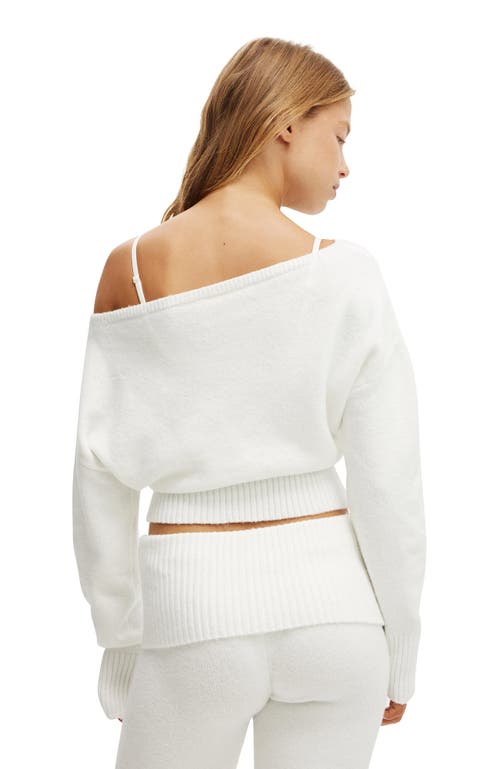 Cotton On Body Off The Shoulder Fluffy Knit Jumper In White