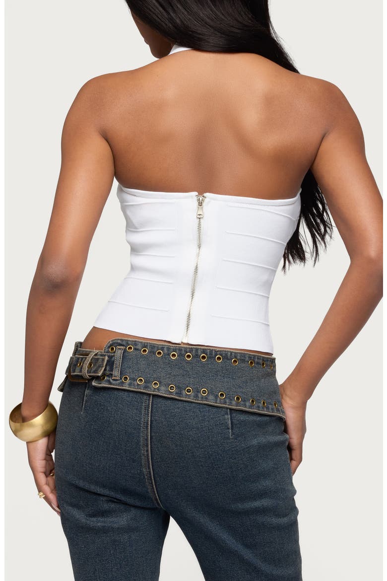 Esmerela Bandage Crop Halter Top, Alternate, color, WHITE