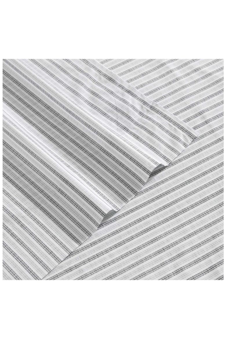 Ticking Stripe 200 Thread Count Cotton Percale Sheet Set, Alternate, color, DARK GREY/ LIGHT GREY