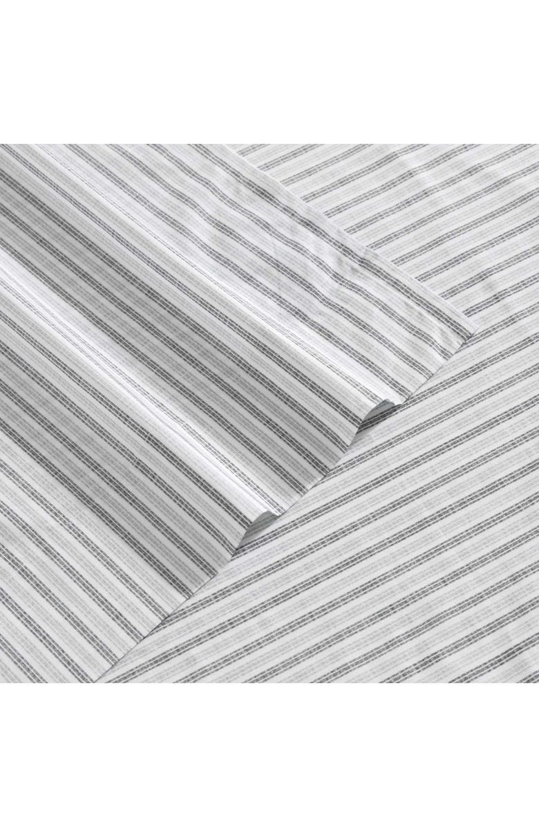 Eddie Bauer Ticking Stripe 200 Thread Count Cotton Percale Sheet Set, Alternate, color, Dark Grey/ Light Grey