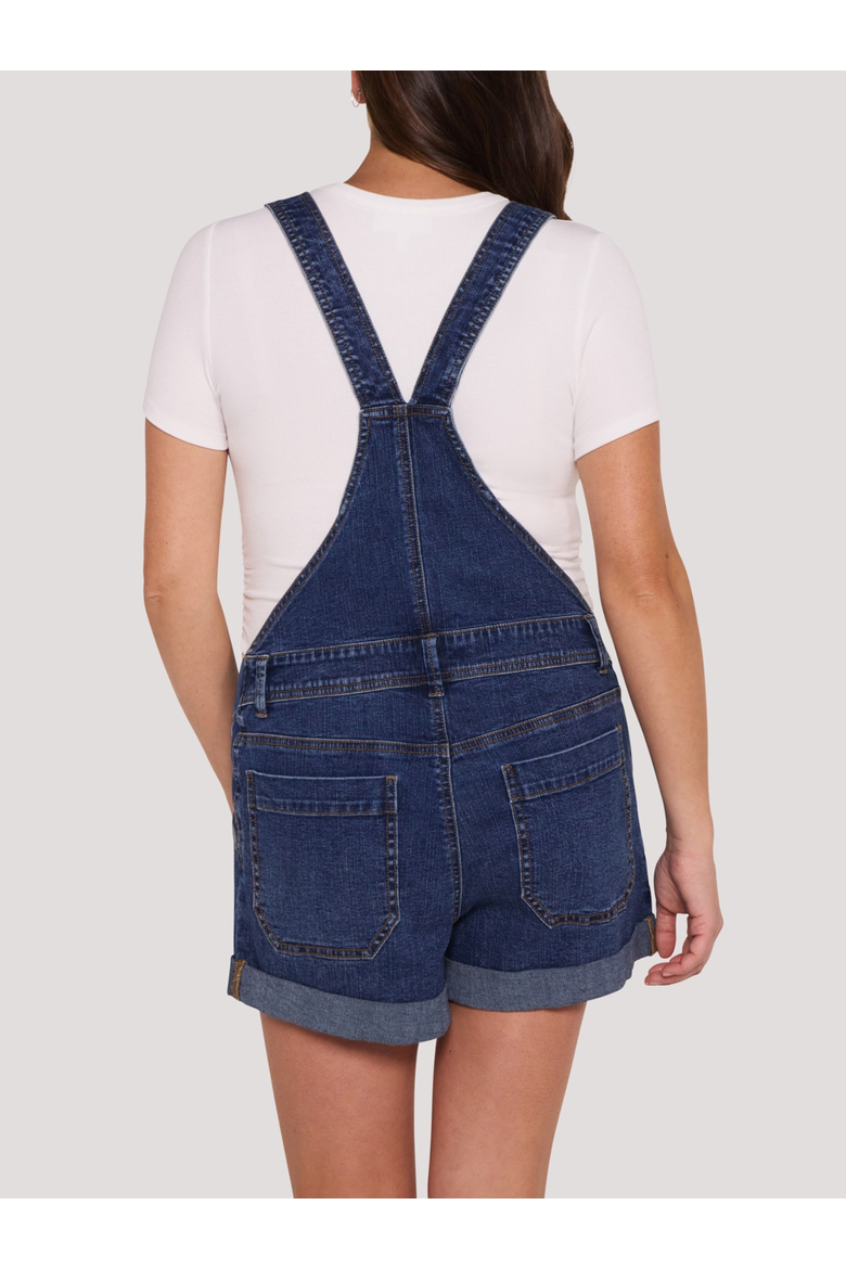 Stretch Waist Short Maternity Overalls, Alternate, color, Skoll Wash