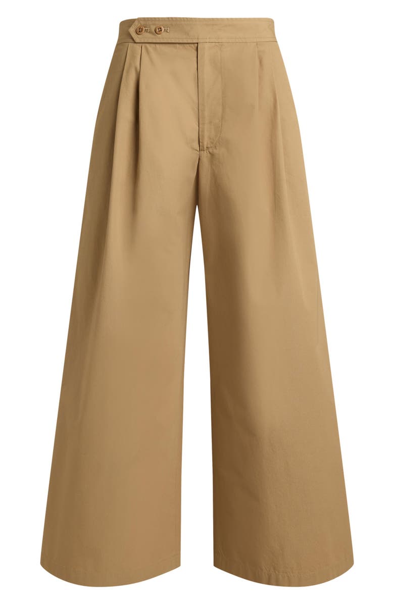 Polo Ralph Lauren Pleated Cotton Ankle Wide Leg Pants, Alternate, color, Tan