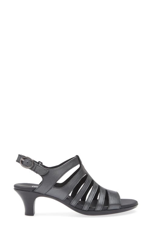 Munro Lanna Kitten Heel Slingback Sandal In Black Metallic Calf Leather