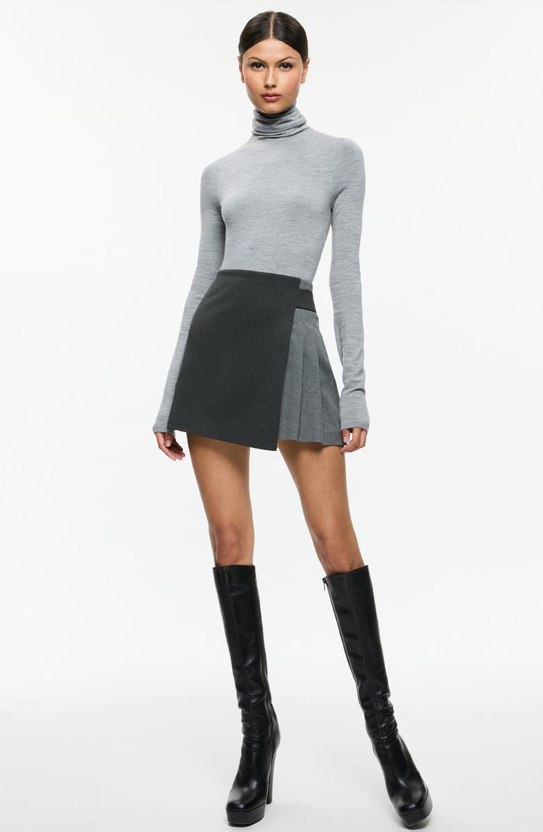 Alice + Olivia Toni Asymmetric Pleated Skirt, Alternate, color, 