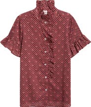 MILLE Vanessa Ruffle Detail Cotton Blouse