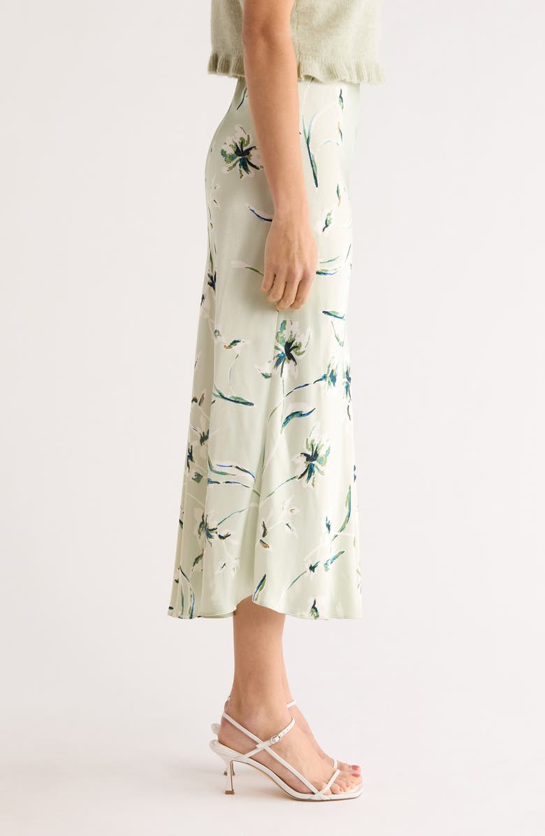 Rails Anya Floral Satin Midi Skirt, Alternate, color, Mint Linnea