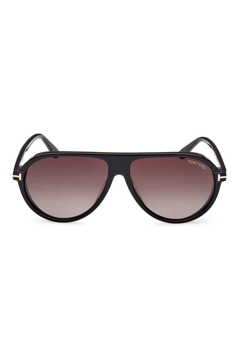 Marcus 60mm Gradient Pilot Sunglasses, Main, color, SBLK/SMKG