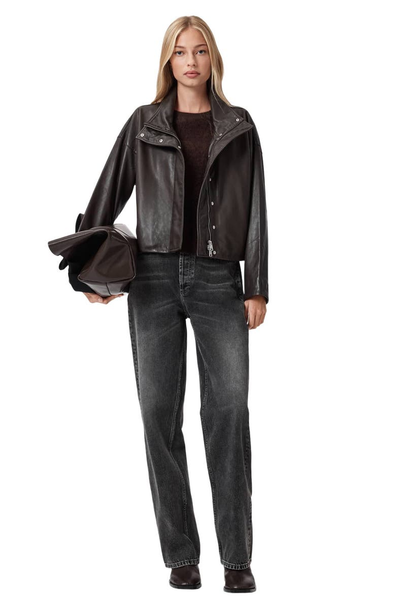 AllSaints Ryder Leather Jacket, Alternate, color, Bitter Brown