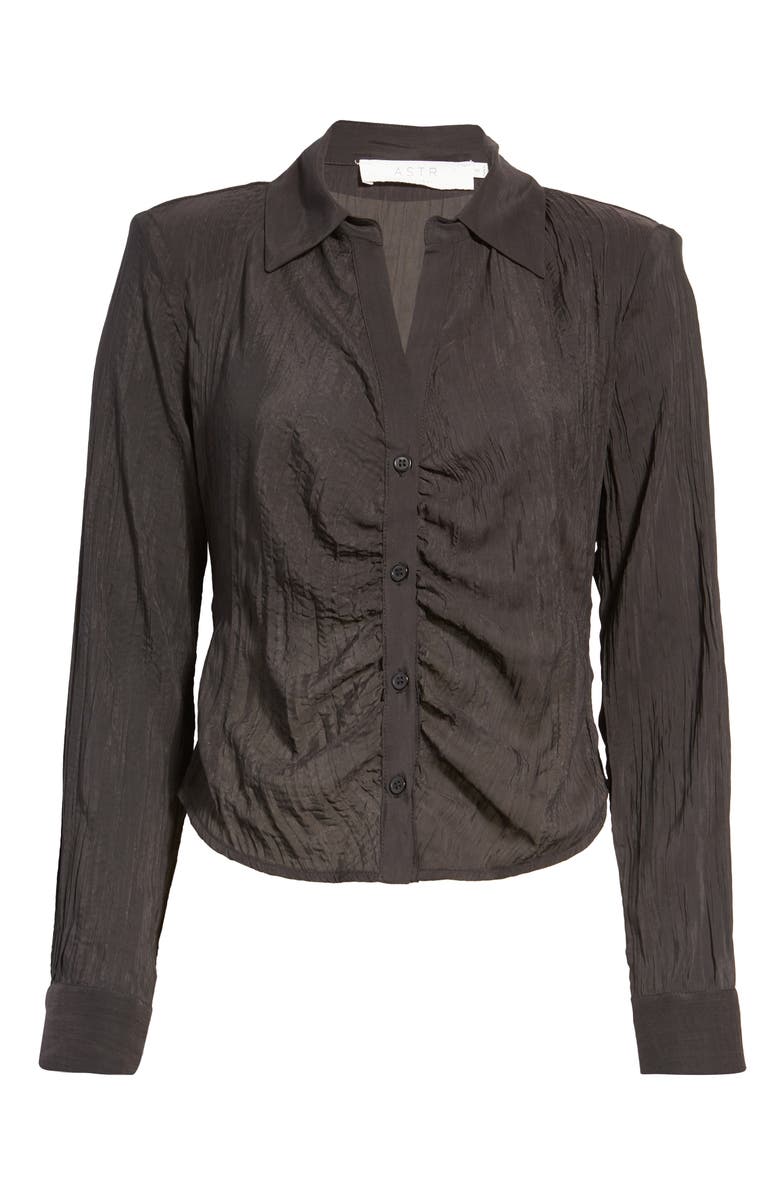 ASTR the Label Textured Ruched Button-Up Shirt, Alternate, color,