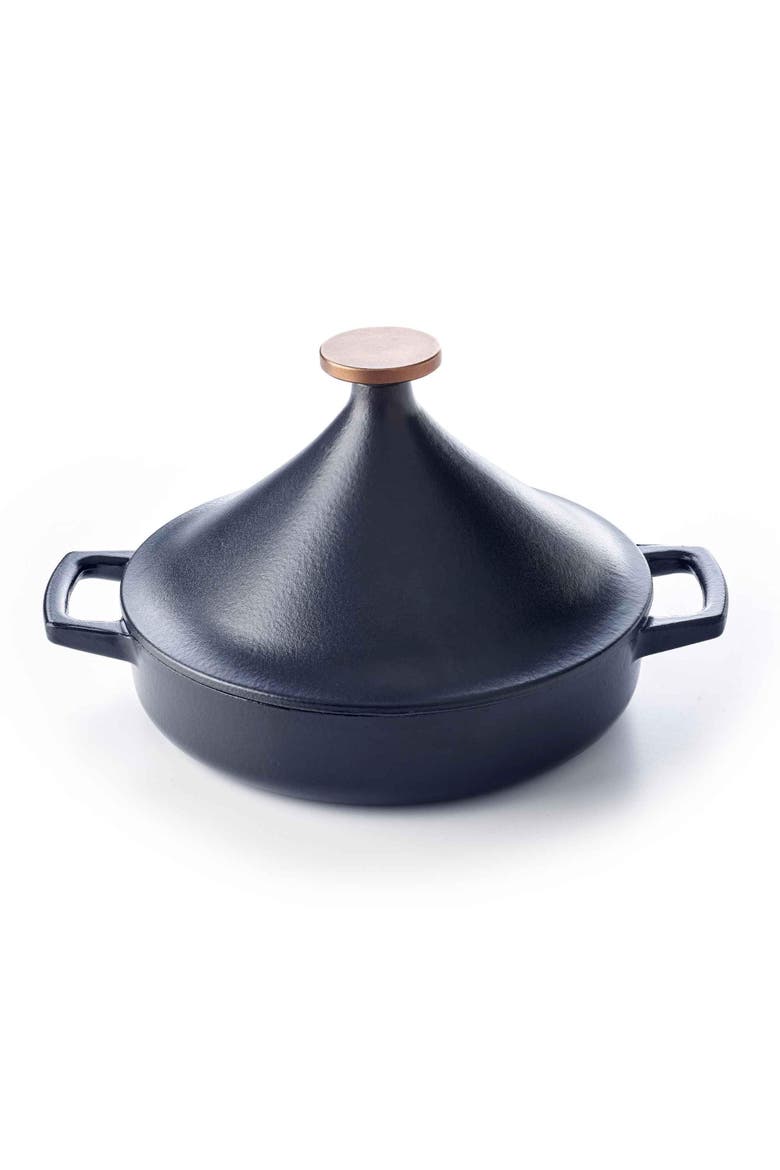 Nori Enameled Cast Iron Moroccan Tagine, 3-Qt., Main, color, Black