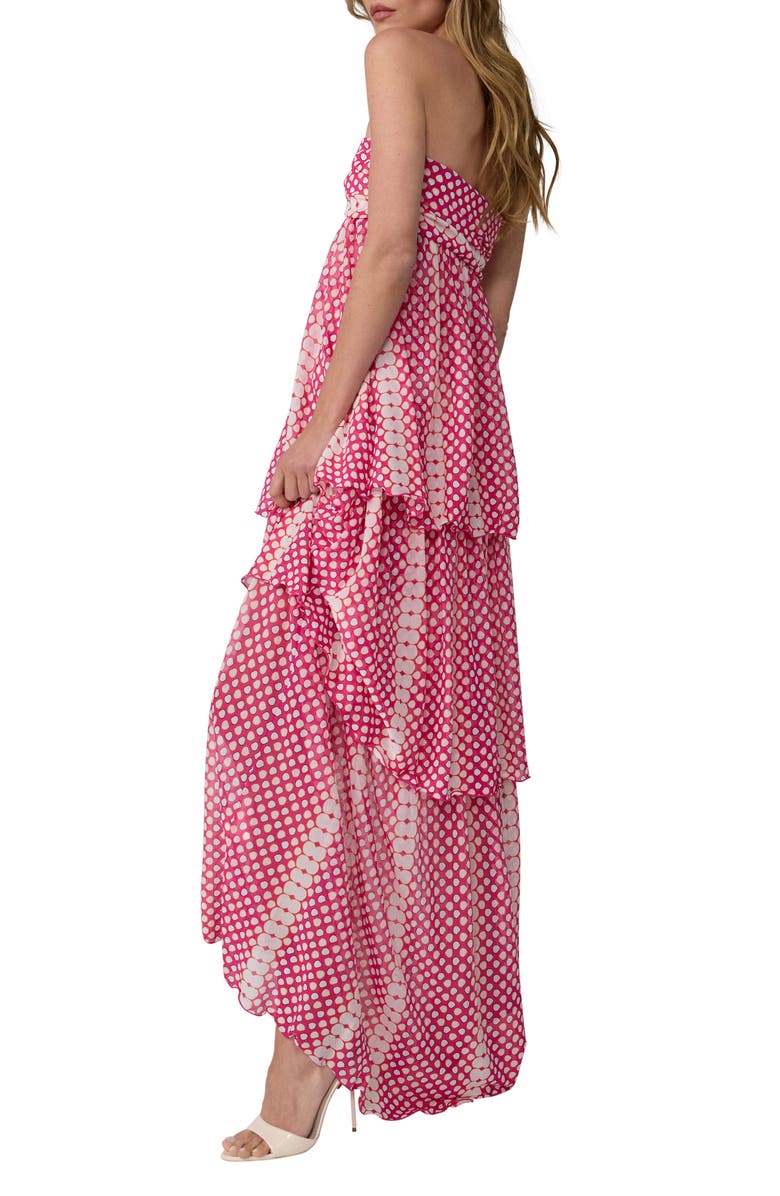 Diane von Furstenberg Joanne Dotted Strapless Tiered Maxi Dress, Alternate, color, Rain Drop Mini Peony