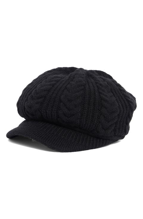 Slouchy Cable Knit Newsboy Cap