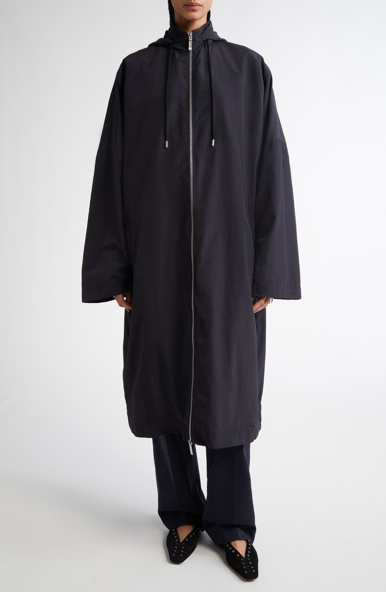 TOTEME Recycled Nylon A-Line Windbreaker Coat, Main, color, Nightfall