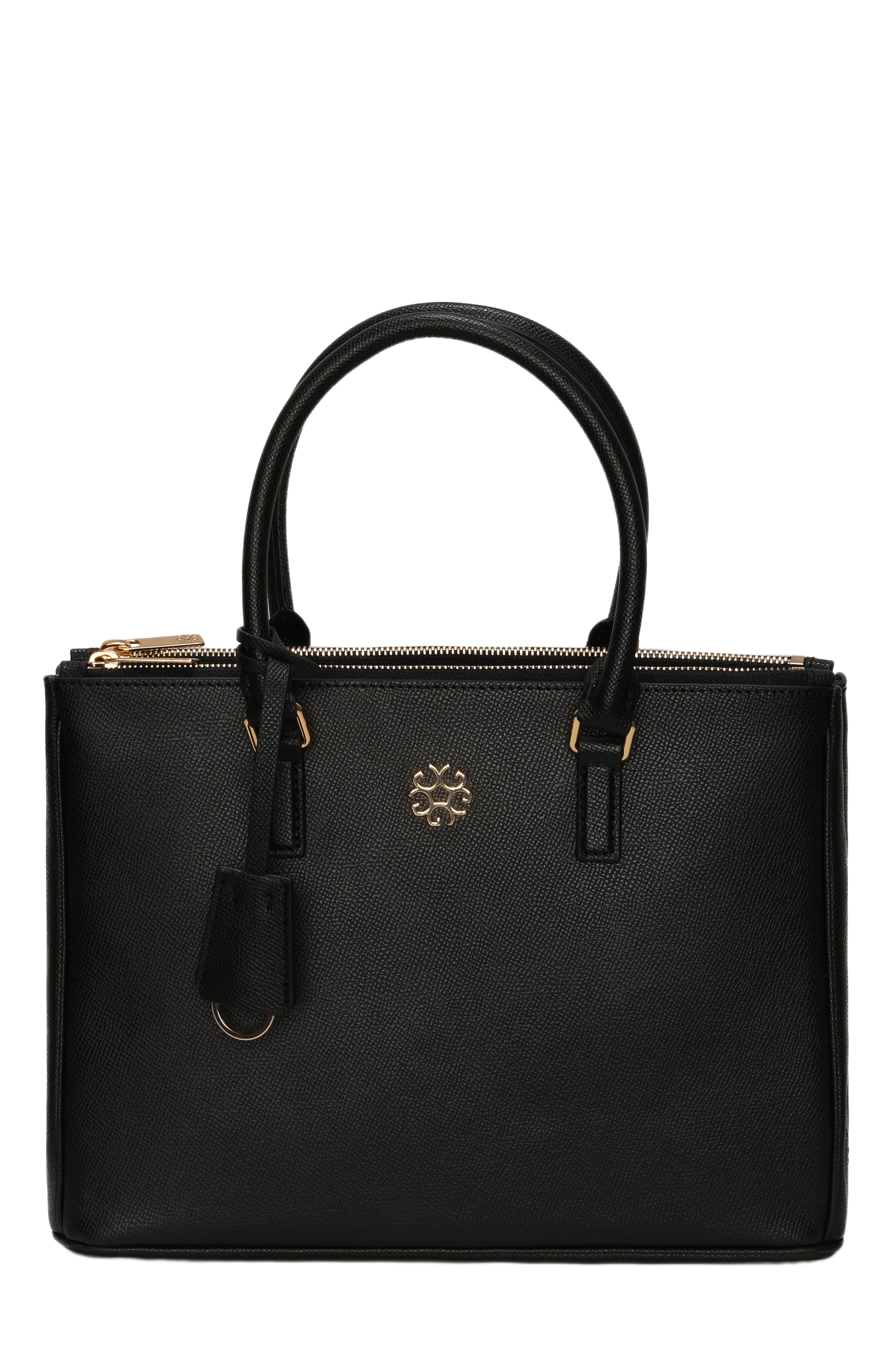 GORSKI Top Handle Leather Purse with Crossbody Strap, Main, color, Black