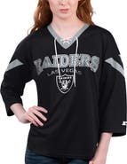 STARTER Women's Starter Black Las Vegas Raiders Rally Lace-Up 3/4 Sleeve T-Shirt
