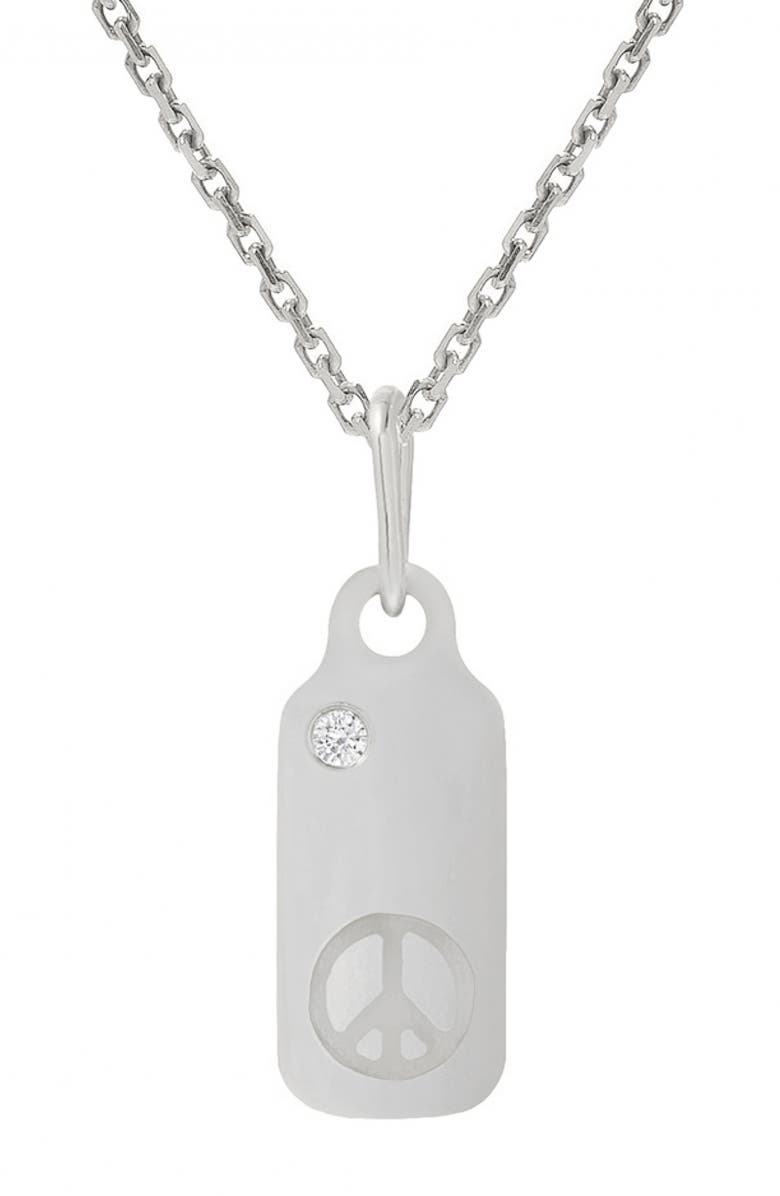 Mini Mini Jewels Icons - Peace Diamond Dog Tag Necklace, Main, color, 