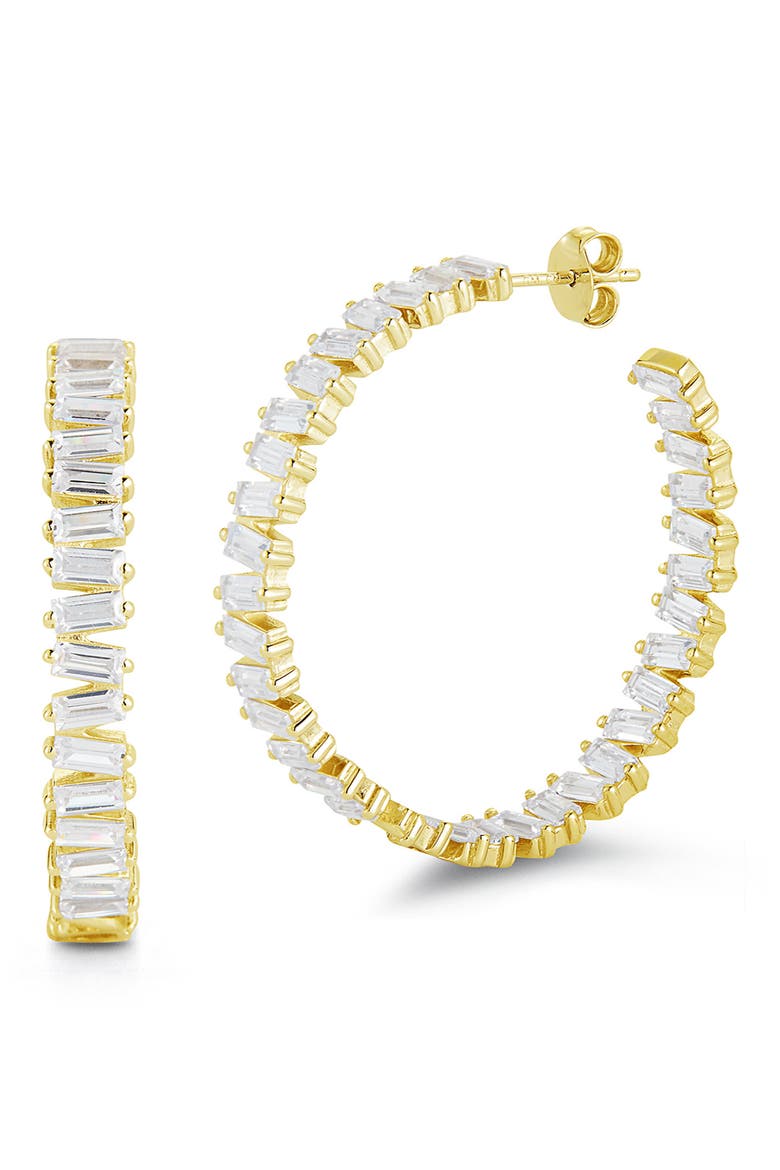 Baguette Hoop Earrings, Main, color, GOLD
