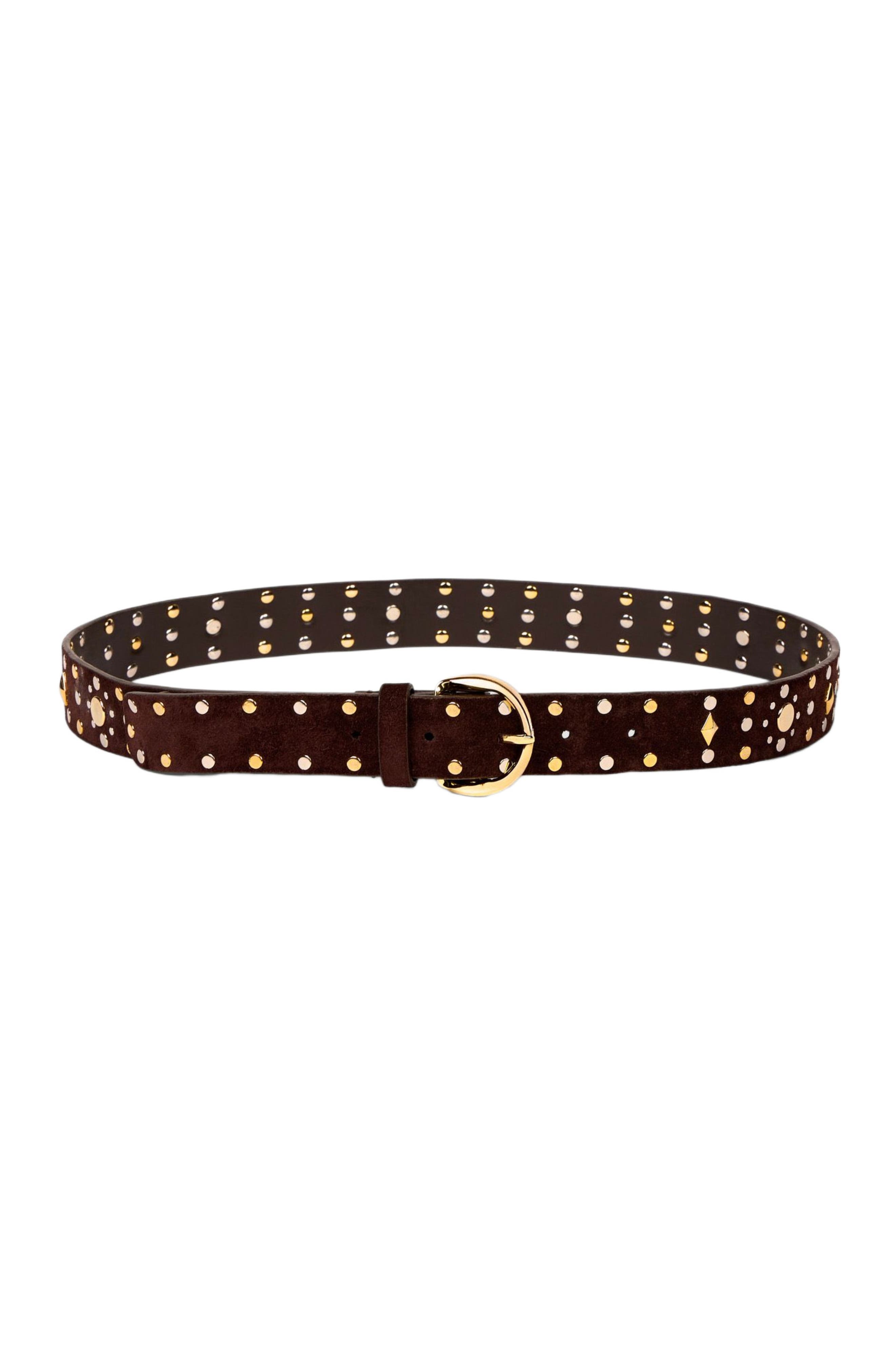 SANDRO Suede belt with rivets in Brown at Nordstrom, Size Small