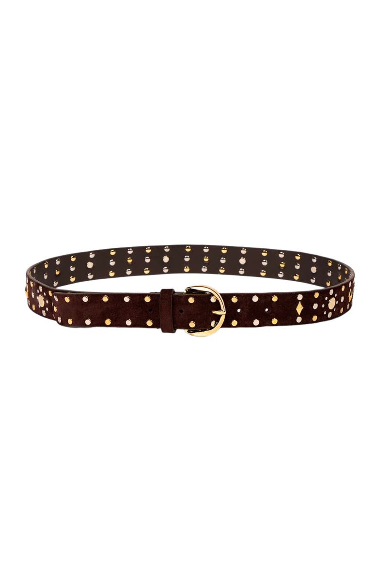 SANDRO Suede belt with rivets, Main, color, Brown