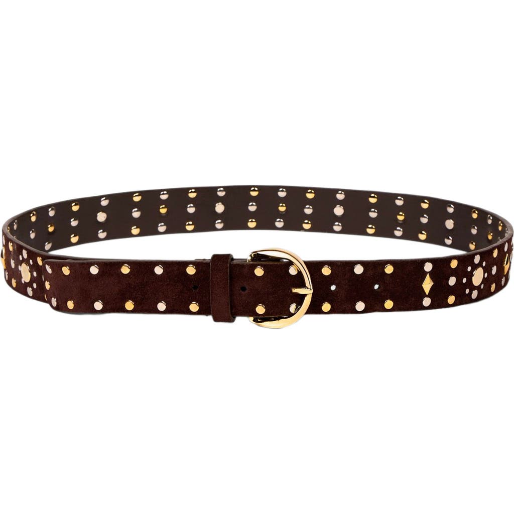 SANDRO Suede belt with rivets in Brown at Nordstrom, Size Small