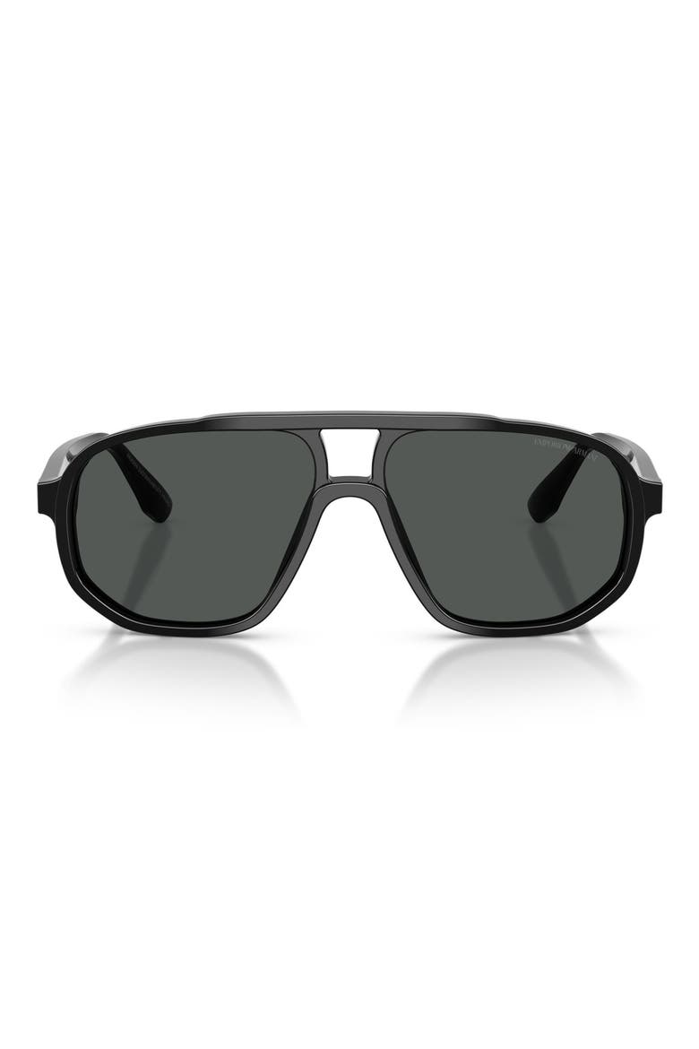57mm Pilot Sunglasses, Main, color, SHINY BLACK / DARK GREY