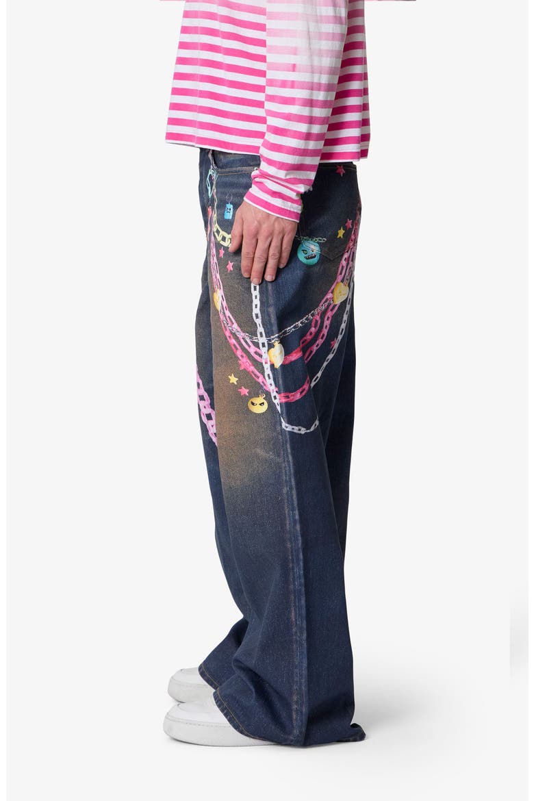 Rave Chain Print Jeans, Alternate, color, BLUE