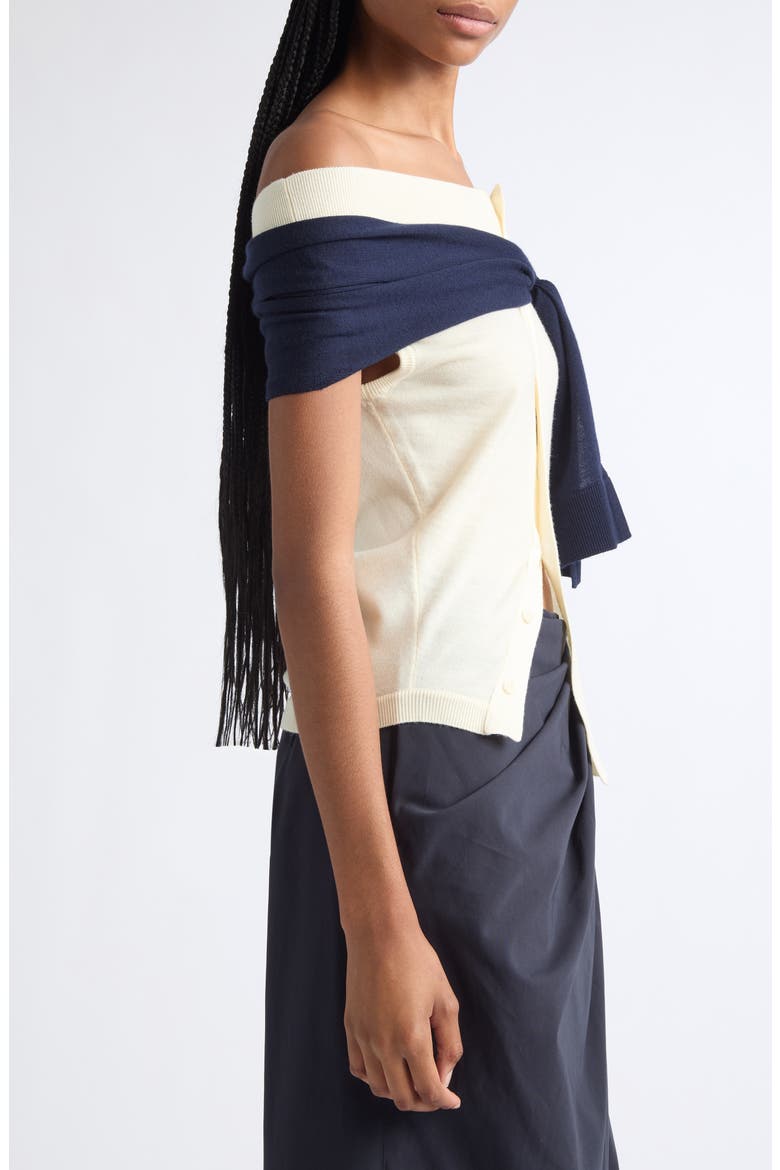 Off the Shoulder Cardigan, Alternate, color, OFF WHITE