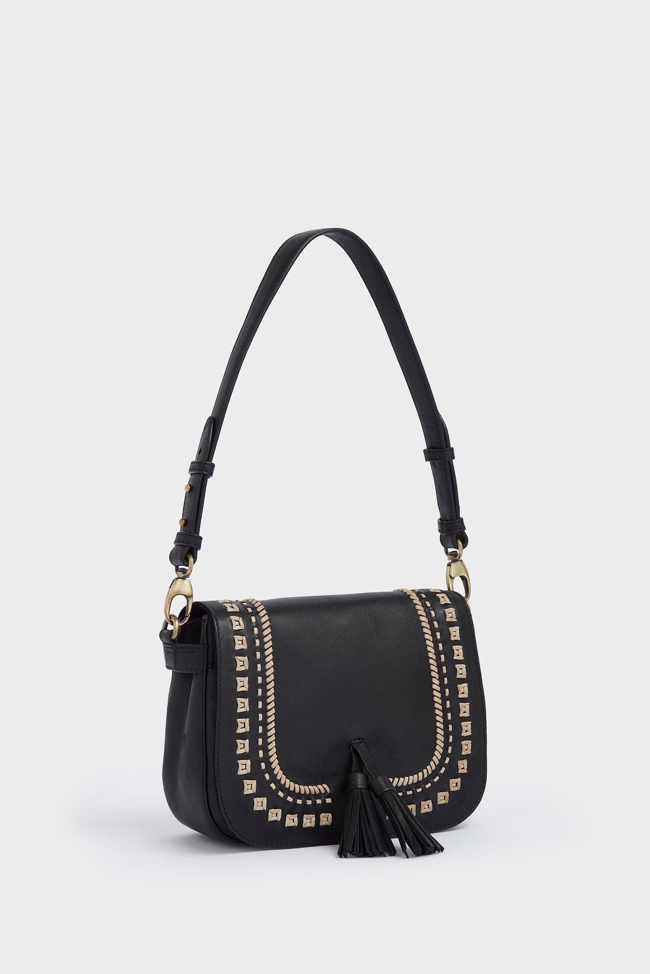 Osprey London The Dakota Leather Crossbody Bag, Alternate, color, Black