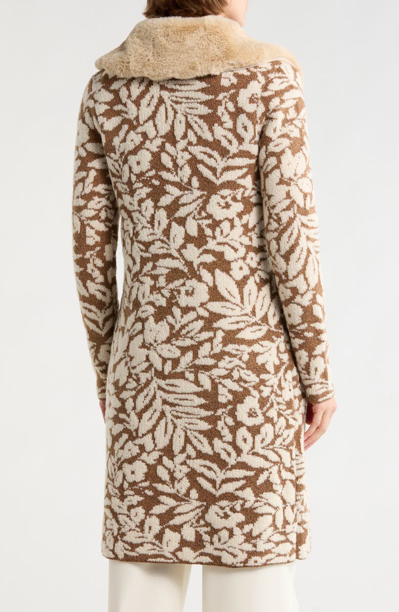 DR2 by Daniel Rainn Faux Fur Collar Sweater Coatigan, Alternate, color, Mocha