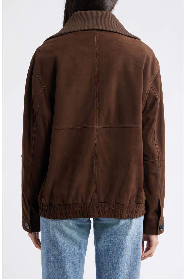 Oversize Suede Bomber Jacket, Alternate, color, DARK CHOCOLATE