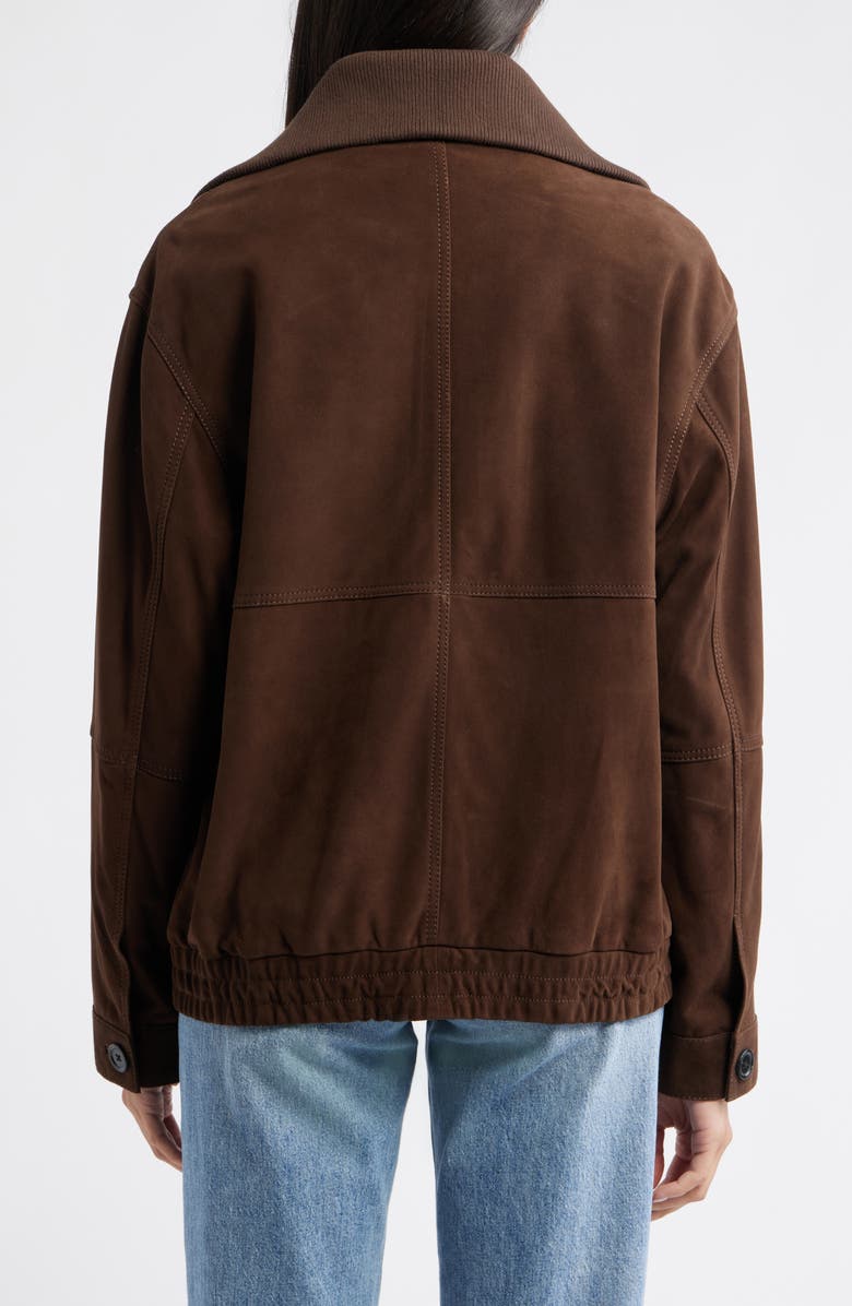 Bernardo Oversize Suede Bomber Jacket, Alternate, color, Dark Chocolate