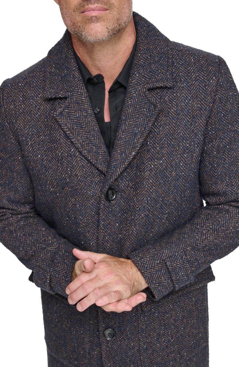 Andrew Marc Wexford Herringbone Wool Blend Overcoat, Alternate, color, 