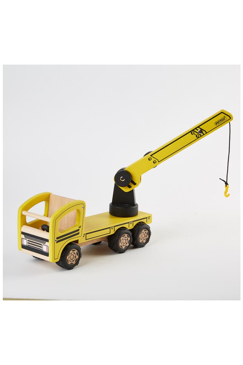 Wood Toy Crane Truck, Alternate, color, YELLOW