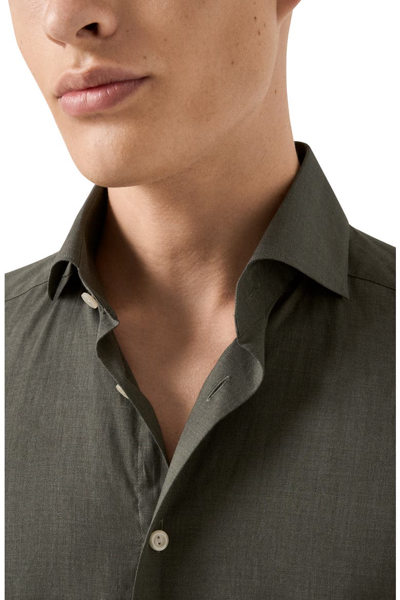 Slim Fit Flannel Dress Shirt, Alternate, color, DARK GREEN