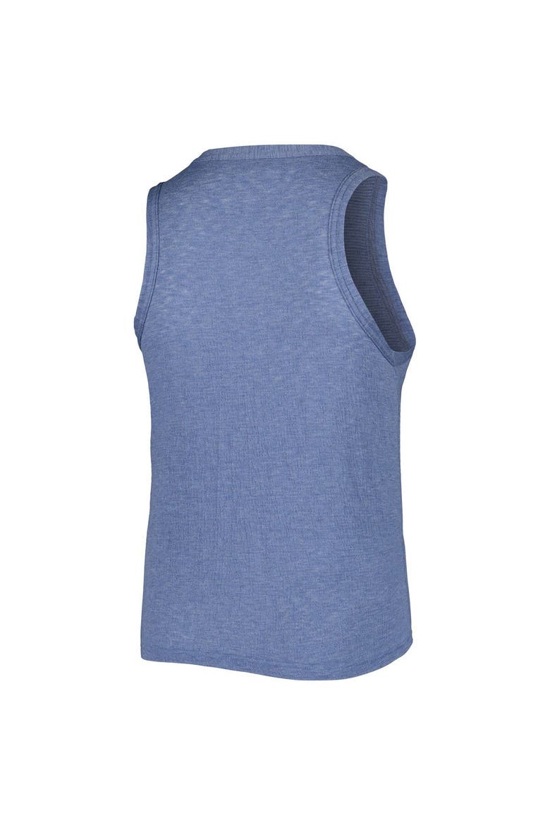 Women's Soft as a Grape Navy Cleveland Guardians Plus Size High Neck Tri-Blend Tank Top, Alternate, color, Navy