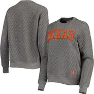 PRESSBOX Women's Pressbox Heather Charcoal Texas Longhorns Moose Quilted Pullover Sweatshirt