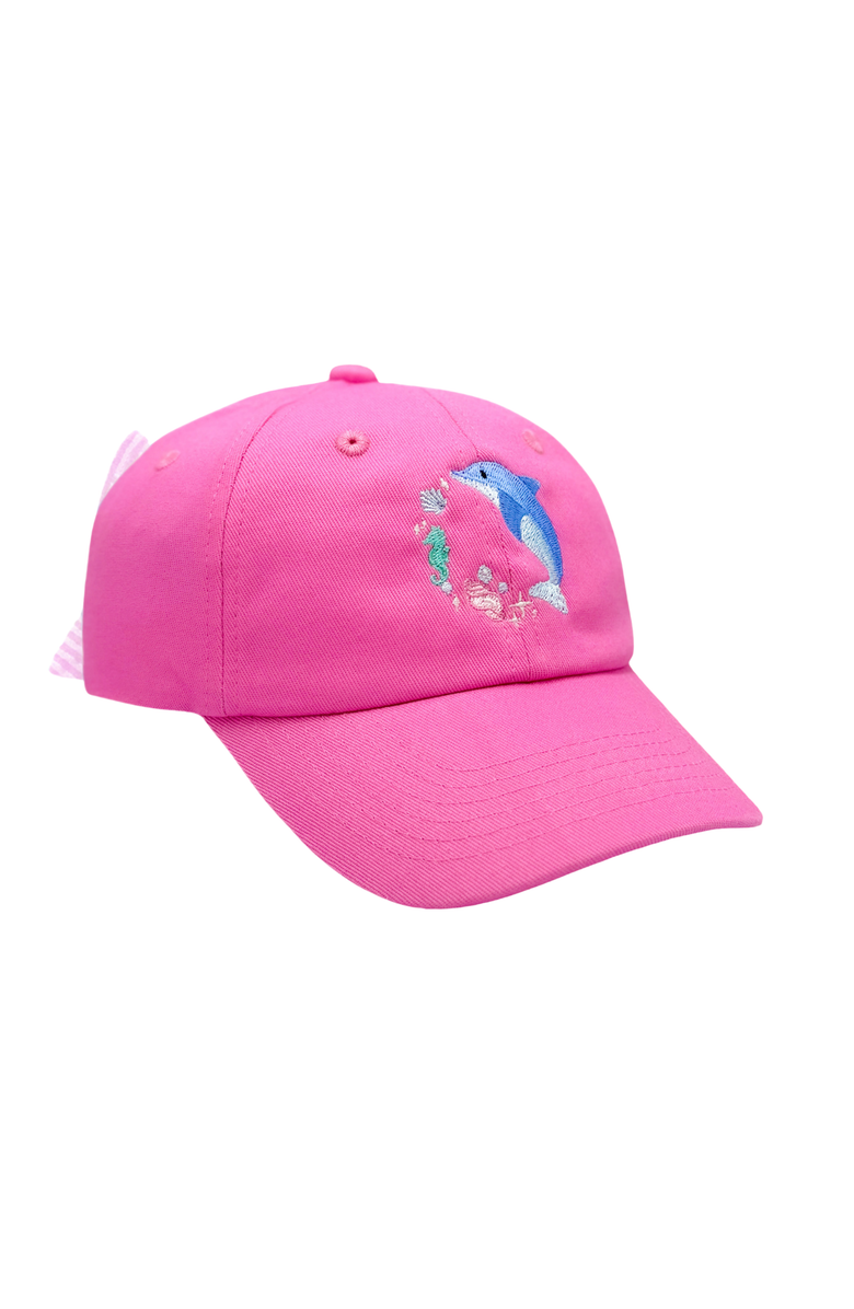 Bits & Bows Dolphin Daydream Twill Bow Baseball Hat, Main, color, 