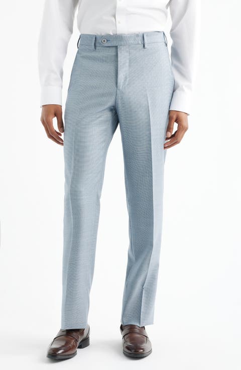 Devon Flat Front Plaid Wool Dress Pants
