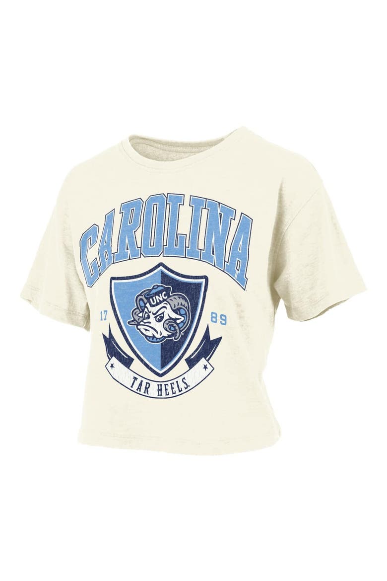 Women's Pressbox Cream North Carolina Tar Heels Buckler Vintage Cropped T-Shirt, Alternate, color, Cream
