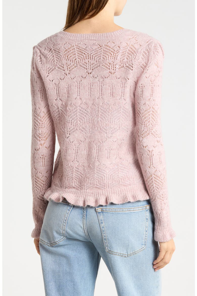 Long Sleeve Ruffle Cardigan, Alternate, color, PINK TIMBER