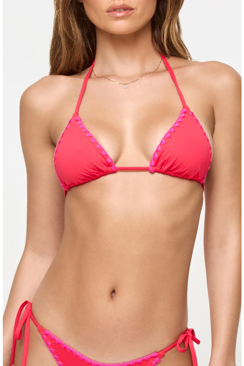 Zahra Embroidered Halter Swim Top, Main, color, POUT/ BRIGHT FUCHSIA