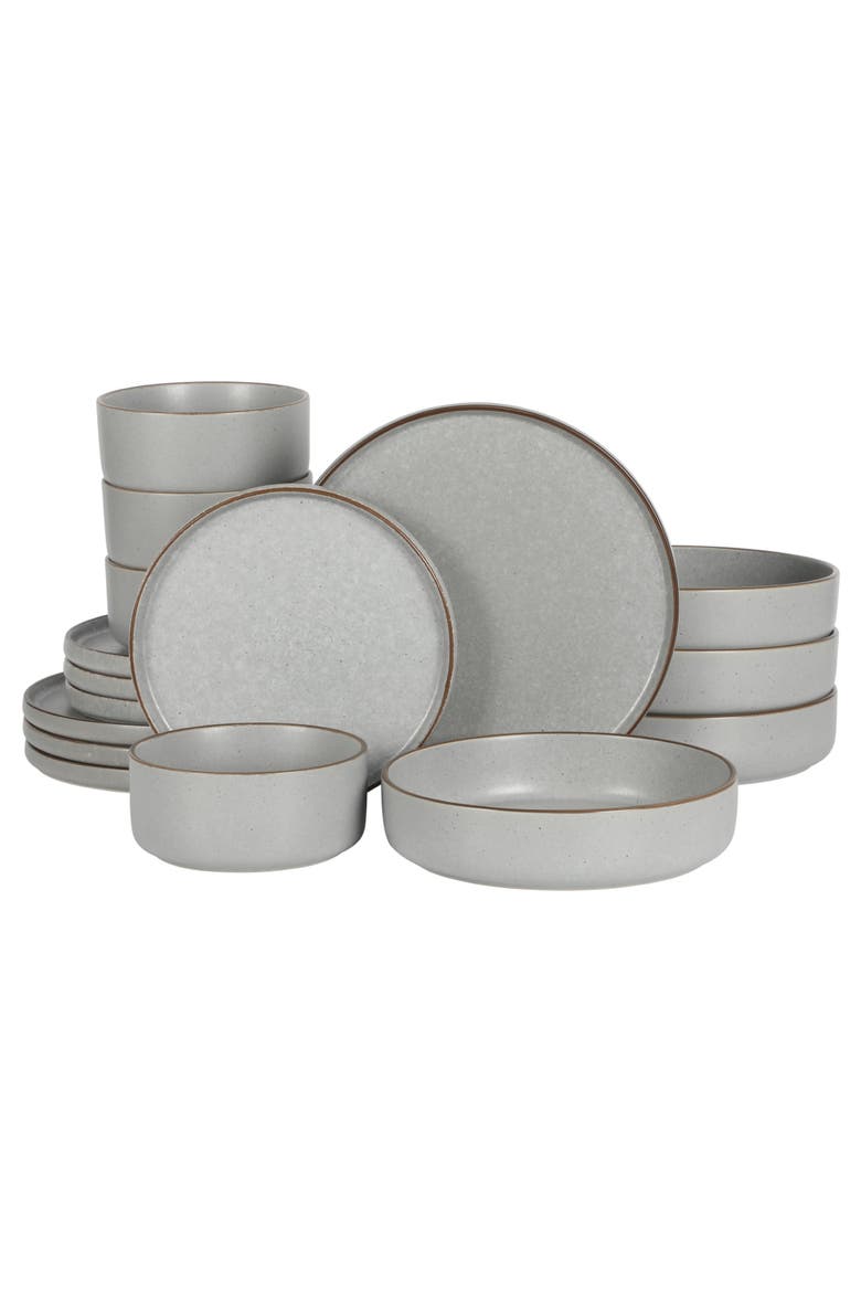 Gelston Stoneware Matte Reactive Glaze Plates and Bowl Dinnerware Set, Main, color, Grey