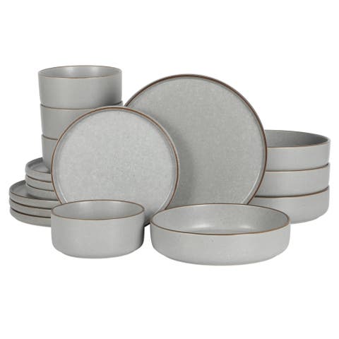 Gelston Stoneware Matte Reactive Glaze Plates and Bowl Dinnerware Set