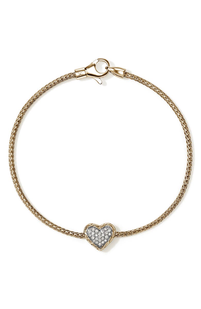 John Hardy Essentials Heart Pavé Bracelet, Main, color,